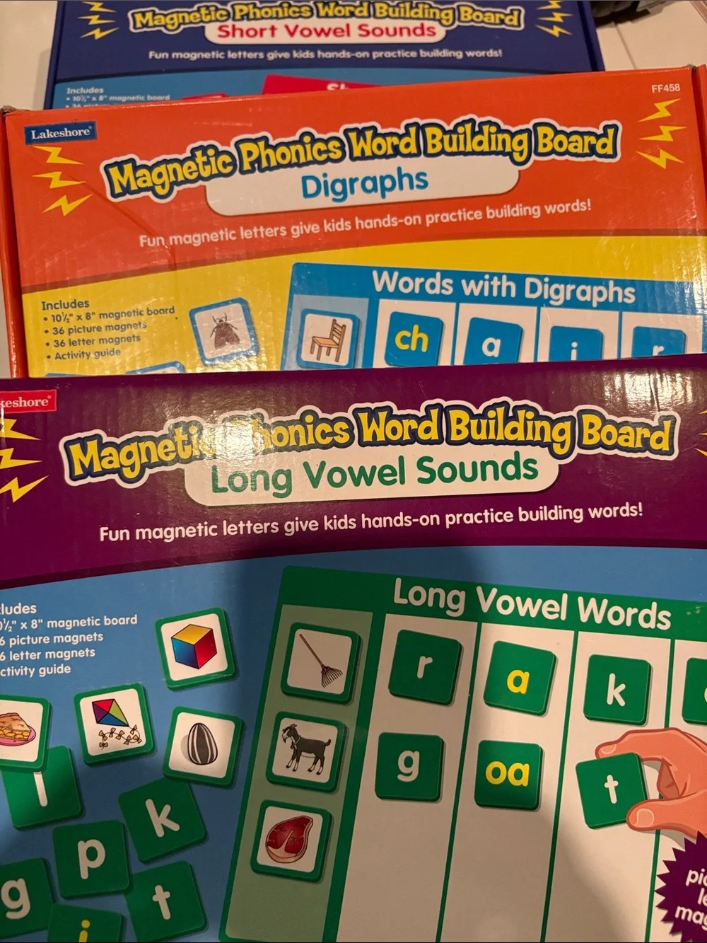 Three Lakeshore Build-A-Word! Magnet Board Sets Short Long Vowel Digraphs Teache